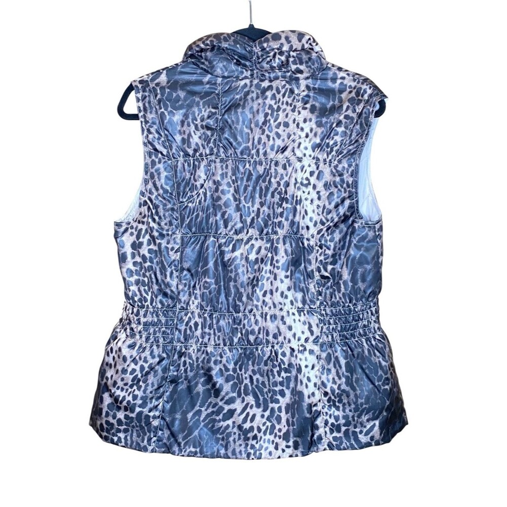 Chico's Reversible Puffer Vest Zenergy Leopard Print and Cream Both w Pockets Lg - Picture 2 of 6